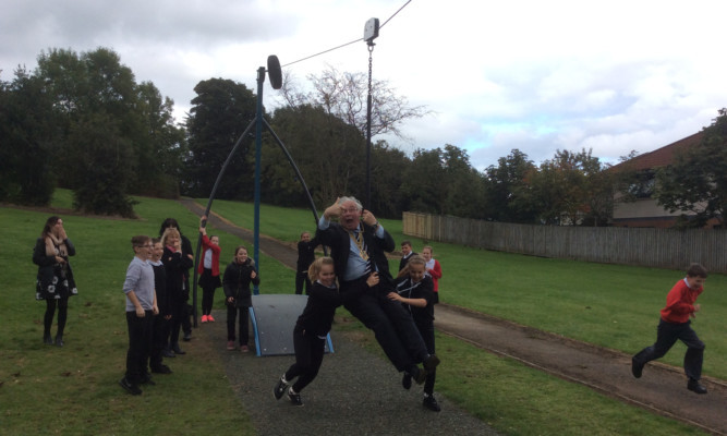 Fife Provost Jim Leishman takes to the high wire.