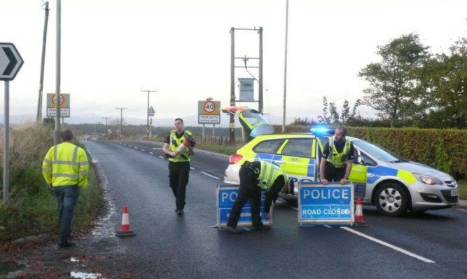 Police closed the A933 road between Arbroath and Brechin on Saturday afternoon.