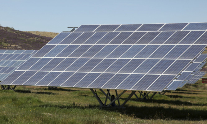 An example of solar farm panels.