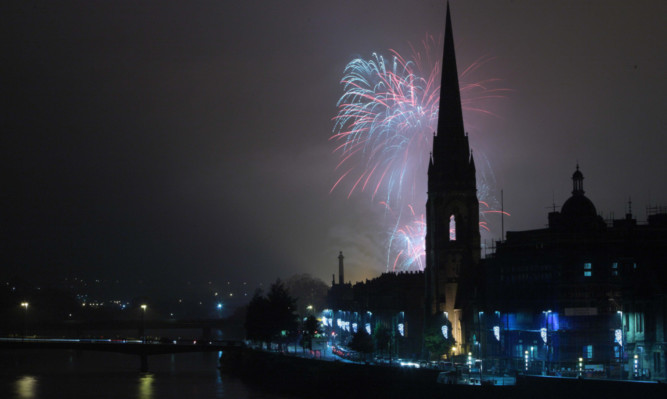 Fireworks light up Perth skyline.