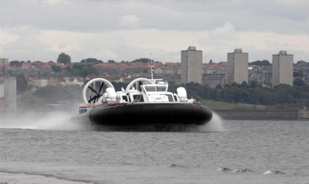 A hovercraft on the Forth. It now looks unlikely that a commuter service will be established.