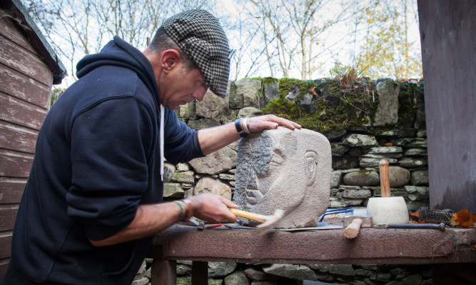 Sculptor Brian Wyllie who is working on a sculpture for the grave of outsider artist Adam Christie.