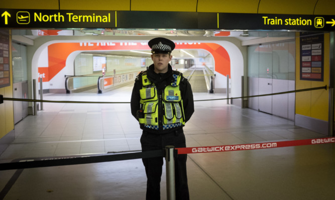 Gatwick Airport's North Terminal was cordoned off on Saturday.