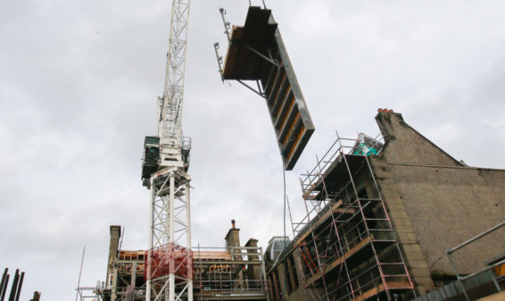 Work at the construction site of the £10 million Dunfermline Carnegie Library and Galleries.