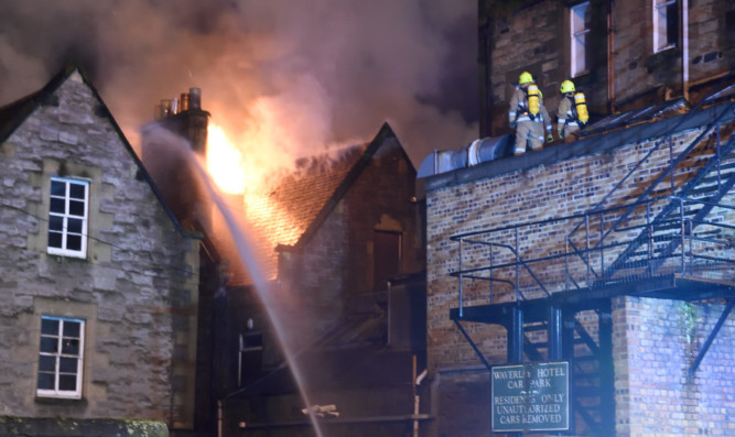 Firefighters tackling the blaze on Tuesday night.