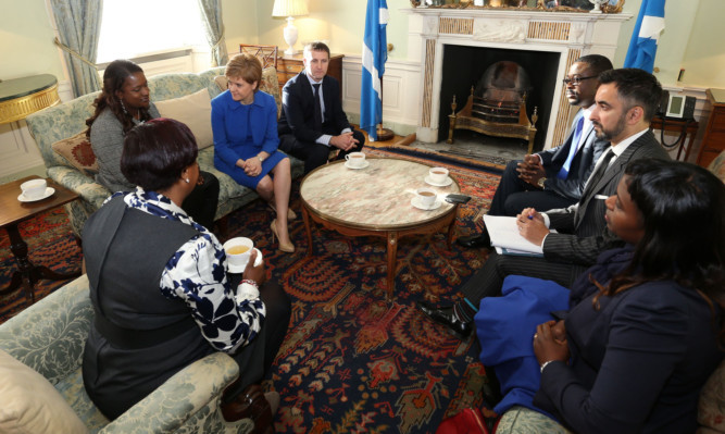 First Minister Nicola Sturgeon and Justice Secretary Michael Mathieson meet members of the family of Sheku Bayoh who died in police custody, and solicitor Aamer Anwar at Bute House.