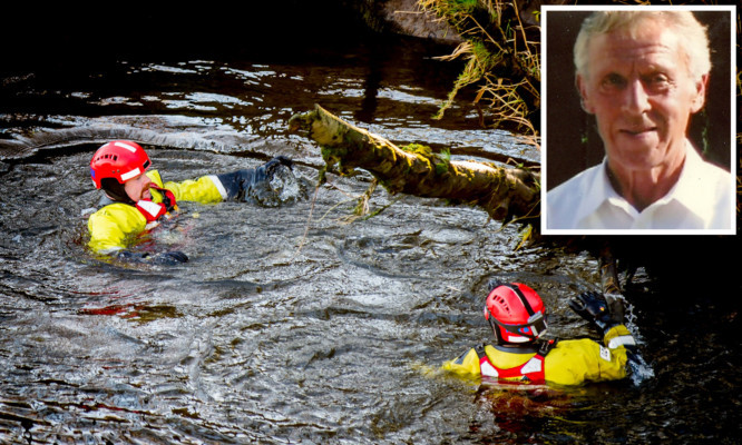 Tayside Fire and Rescue search the river Earn for missing pensioner William Rattray (inset) who was last seen on Tuesday evening.