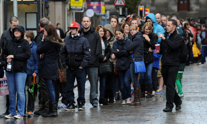 Huge crowds lined up to secure tickets for today's show.