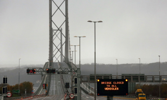 The Forth Road Bridge is closed as Scotland gets battered by strong winds.