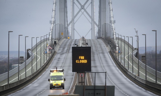 A deserted Forth Road Bridge.