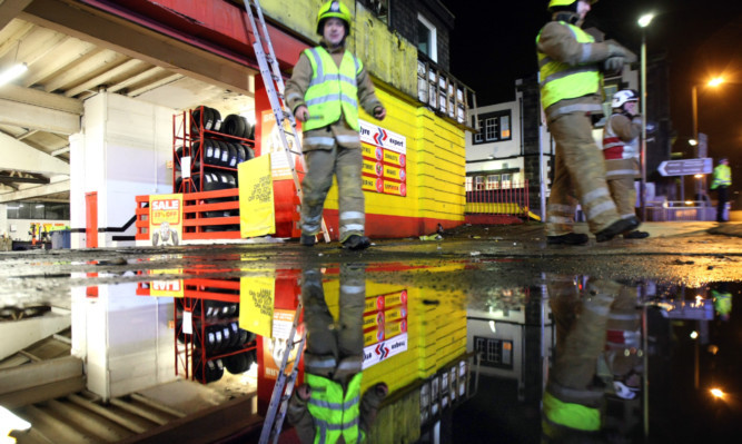 Firefighters at National Tyres in Broughty Ferry