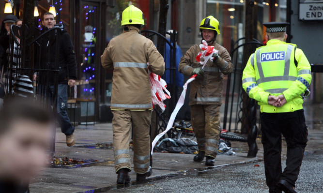 The road was closed to traffic while Scottish Fire and Rescue and council officials checked to make sure the buildings were safe.