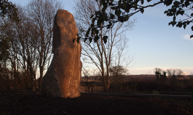 The standing stone is on display at the town gateway.