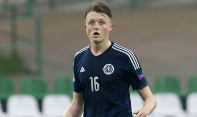 Harry Souttar in action for Scotland Under-19s. Image: SNS