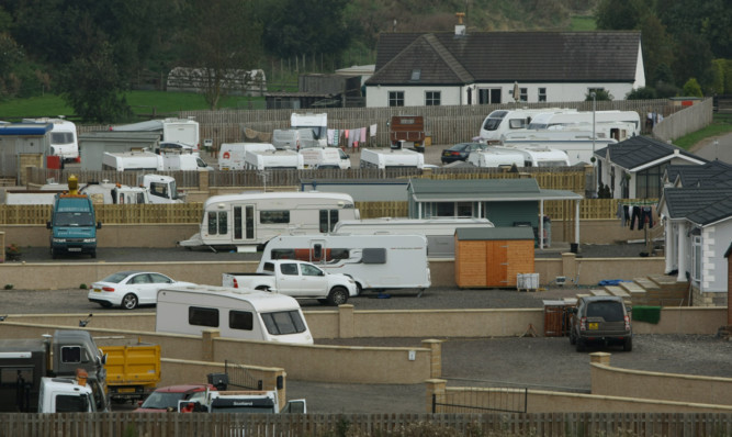 The controversial Travellers site at St Cyrus.
