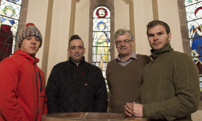 At St Jamess Church are, from left, Matthew Mallon, Gregor Waite, vestry member David Fleming and Scott Reid.