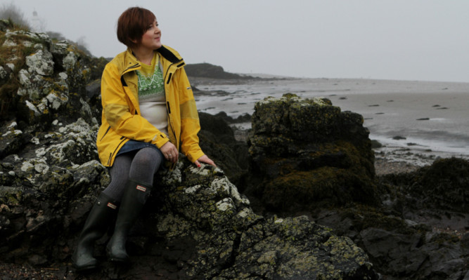 Dawn Mullan, of Guddle Box, down on the shore at Tayport