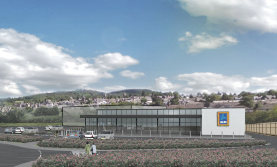 An artists impression of the proposed Aldi store in Crieff.