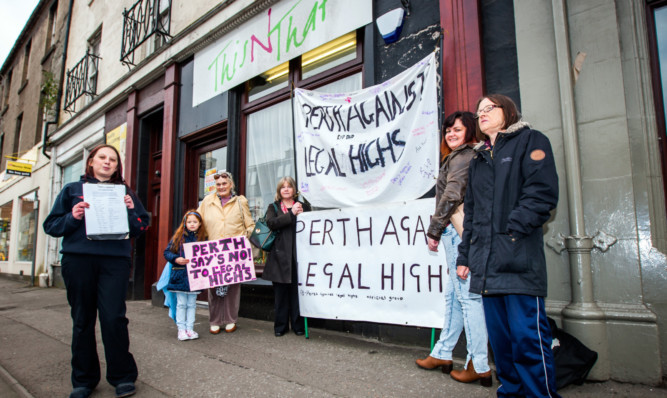 Protesters have demonstrated outsode the  This 'n' That shop  in Perth's County Place.
