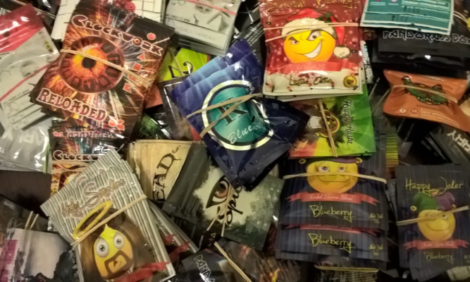 More than 500 legal high products were taken by police and trading standards teams.