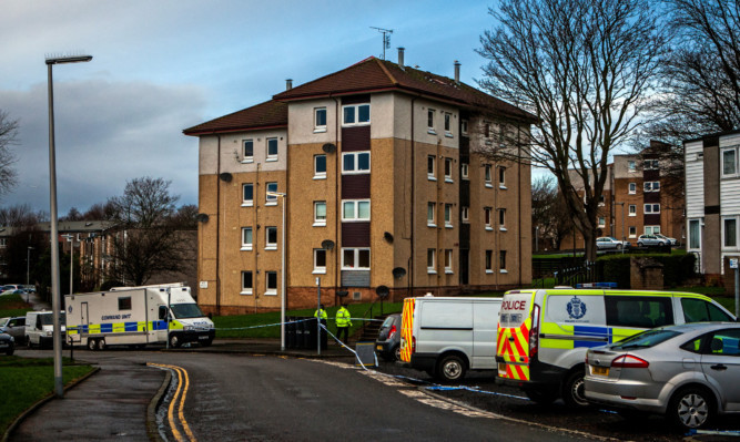 The victim was found in a close in a block of flats in Thurso Crescent.
