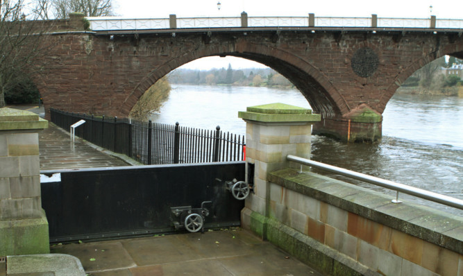 One of the floodgates on Tay Street in Perth.