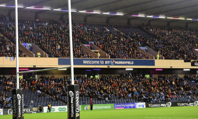 Glasgow fans fill the Murrayfield East Stand for their "home" 1872 Cup leg, but it was to no avail.