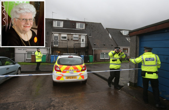Mary Logie (inset) was found dead in the living room of her home in Green Gates, Leven.