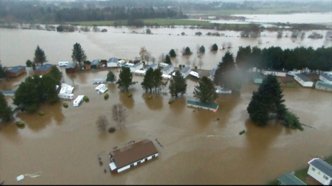 The holiday park after the floods.