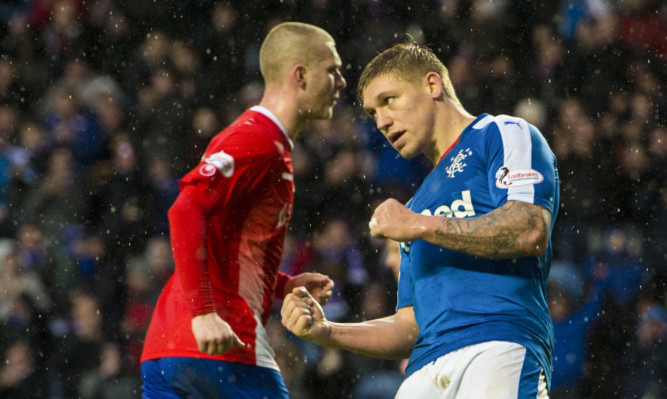 Martyn Waghorn celebrates his hat-trick.