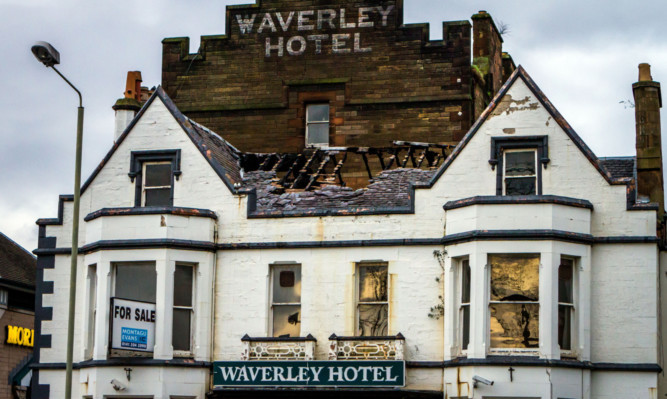 Recent fire damage to the former Waverley Hotel.