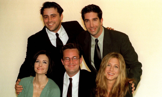 Friends stars (left to right back) Matt Le Blanc, David Schwimmer and (front) Courteney Cox, Matthew Perry and Jennifer Aniston together in 1998.