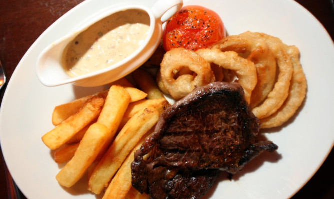 The chargrilled rib-eye steak.