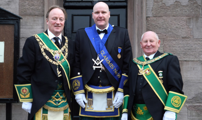 Charles Wolrige Gordon, Lyall Henderson and Michael Mulholland at Saturday's celebration.