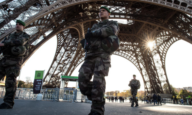 Soldiers on the streets of Paris after the terror attack.