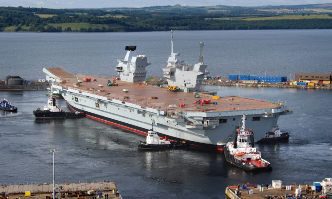 The aircraft carrier HMS Queen Elizabeth under construction at Rosyth dockyard.