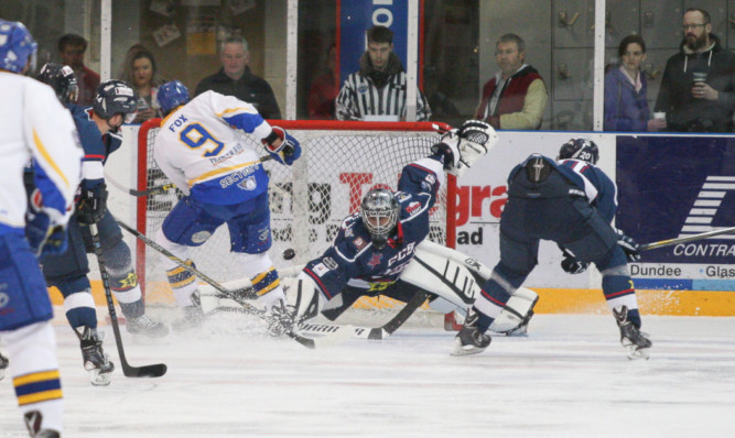 Goaltender Vlastimil Lakosil, who has left Dundee Stars for personal reasons, in action against Fife Flyers.