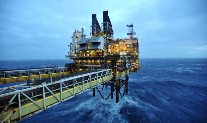 An oil platform in the North Sea.