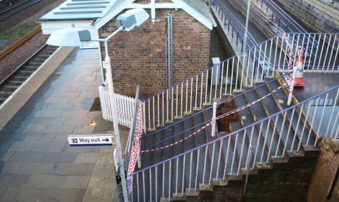 The stairs have been cordoned off until the damage is repaired.