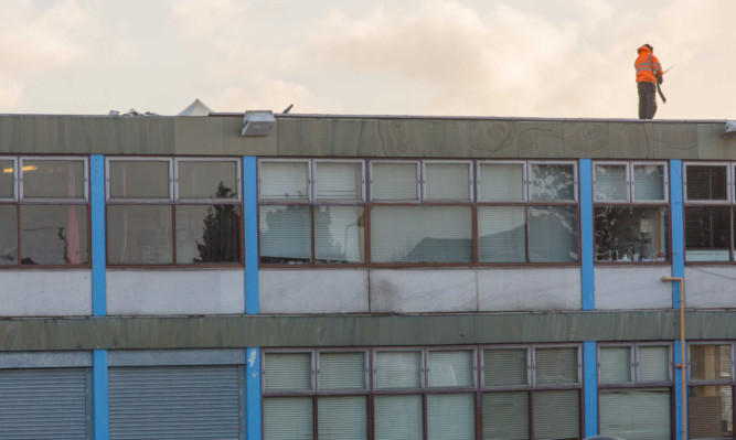 Storm Gertrude causes the closure of Kirkland High School in Leven today as part of the roof is torn away by the high winds causing a danger to the children. The school has been closed while workmen asses the damage for repair.