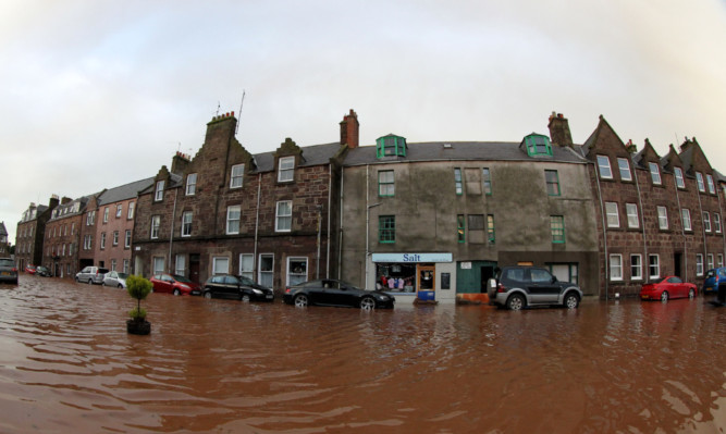 Serious flooding in Stonehaven in 2012.
