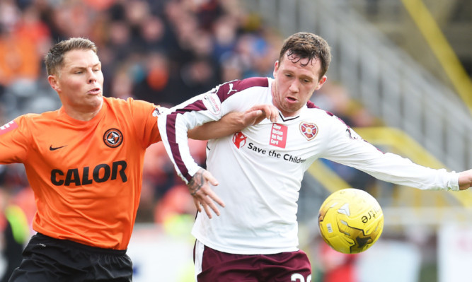 Danny Swanson in action against his old club Dundee United.