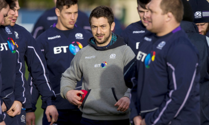 "Crikey we played some good rugby": Greig Laidlaw gathers the troops at Scotland training.