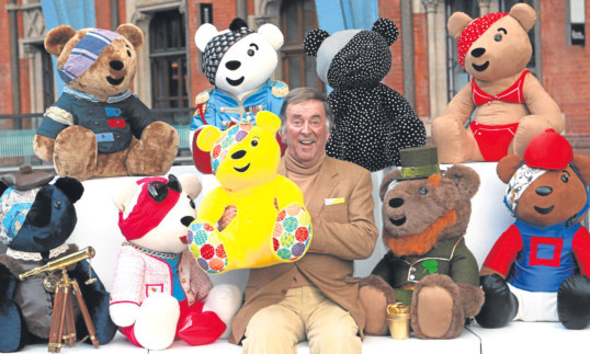 Sir Terry Wogan with a selection of Pudsey Bears, the symbol of his beloved Children in Need appeal.