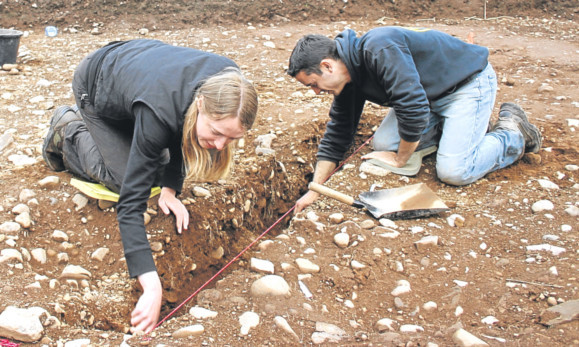 Adrian Maldonado and Kirsty Millican excavating the site in 2008.