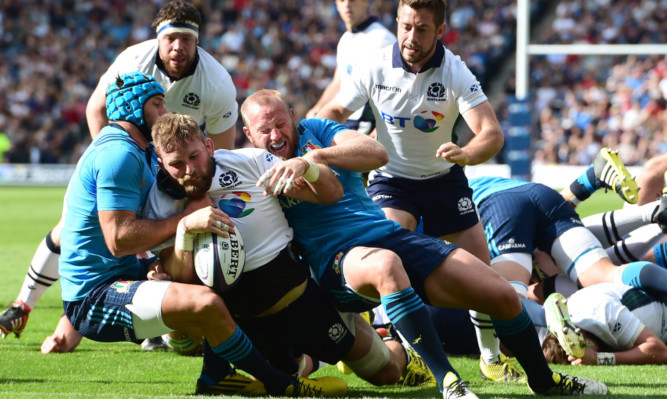 John Barclay scored a try on his last Scotland appearance, in a World Cup warm-up against Italy.
