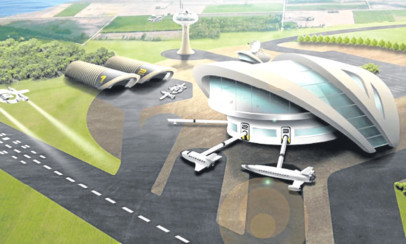 An artists impression of how the commercial spaceport might look.