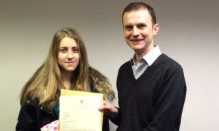 MP Stephen Gethins and Yaroslava Naida with some of the correspondence from the Home Office.