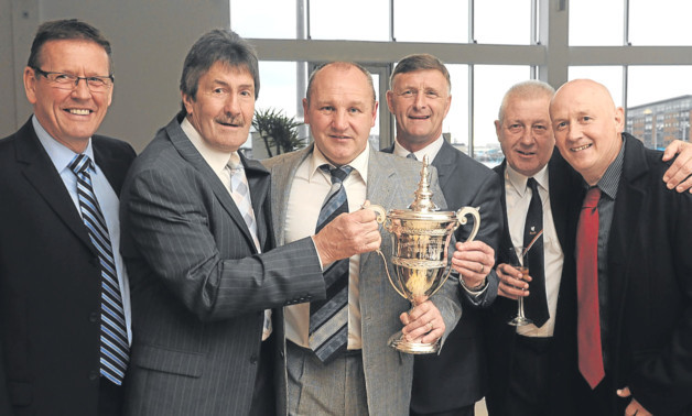 Billy Kirkwood, Hamish McAlpine, John Reilly, Paul Hegarty (captain), Ralph Milne and Derek Murray at Friday night's 30th anniversary celebration.