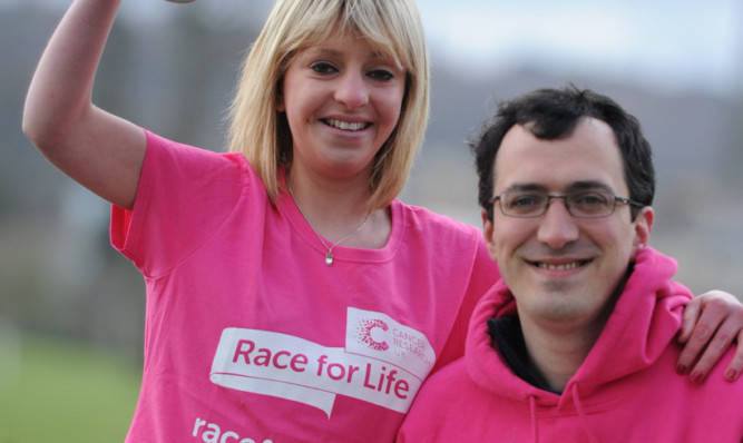 Ailsa MacGregor, who will start this years Race for Life in Perth, with event manager Hamish Moir.